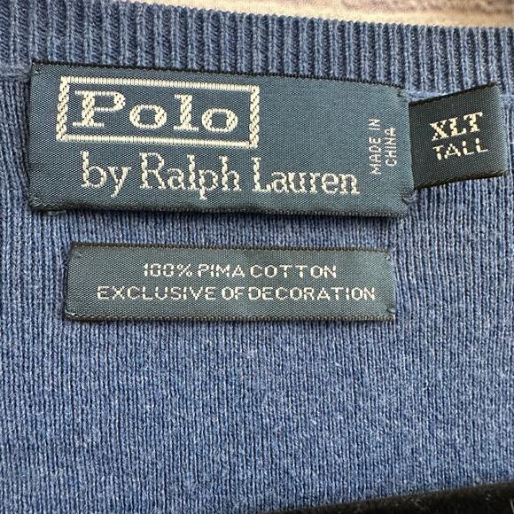 Polo By Ralph Lauren Blue Sweater Vest XL Tall Embroidered Logo Golf Formal - Picture 4 of 6